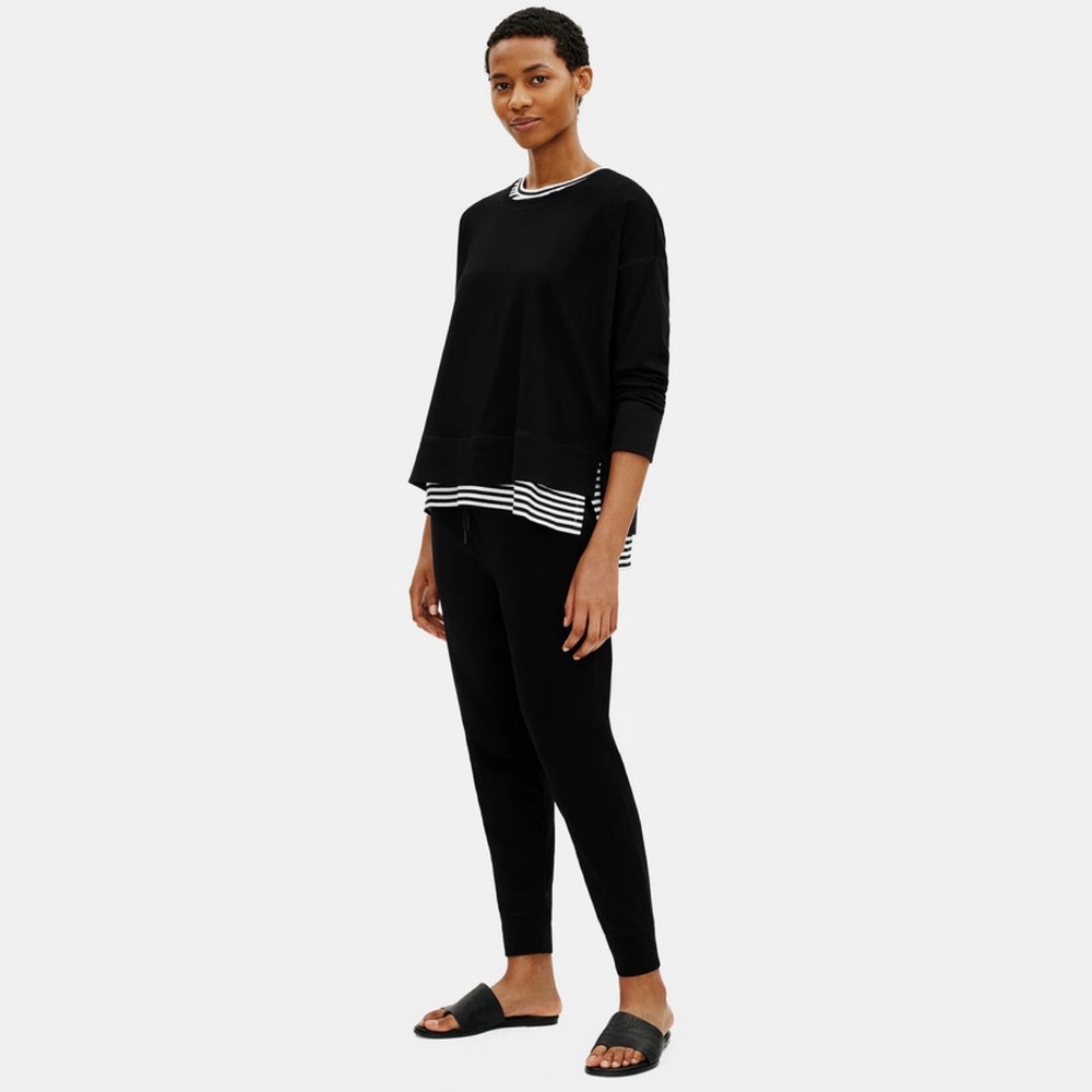 Eileen Fisher Black‎ Stretch Joggers Womens Size Large Jersey Pants Minimalist L